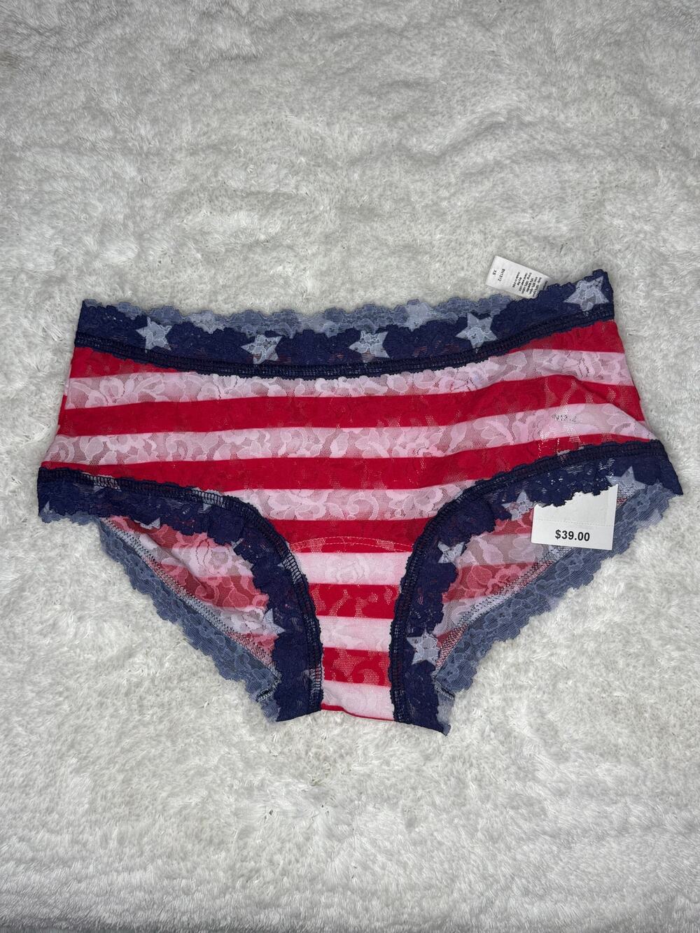 NWT Hanky Panky American Flag Lace Boyshort Panties XS